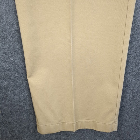 LL Bean Mens 42x32 Comfort Waist Double Pleated Chino Pants Khaki Tan - Picture 4 of 14